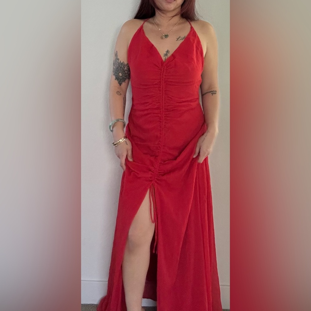 FREE PEOPLE ❣️ Red Ruched Front Maxi Dress - Women